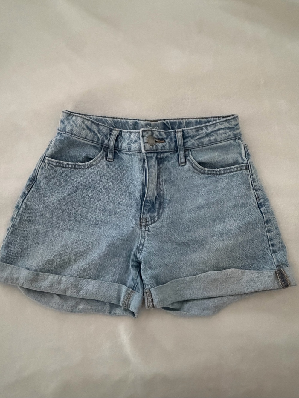 High-Rise Light Blue Denim Shorts